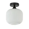 Ronde plafondlamp retro zwart met wit glas>Straluma New