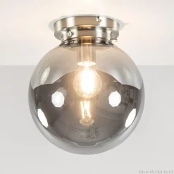 Ronde plafondlamp smokey glas met nikkel>Straluma Online