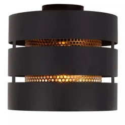 Ronde plafondlamp zwart metaal met goud><noscript><img width=