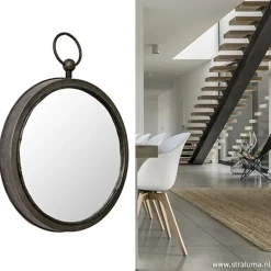 Ronde spiegel zink/grijs groot 46 cm><noscript><img width=