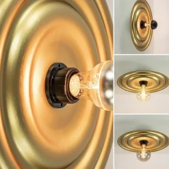 Ronde wand/plafondlamp gouden schaal><noscript><img width=