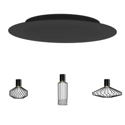 Samengestelde 6-lichts hanglamp spin met zwarte kappen>Straluma Online