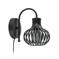 Scandinavische wandlamp mat zwart met snoer>Straluma Discount