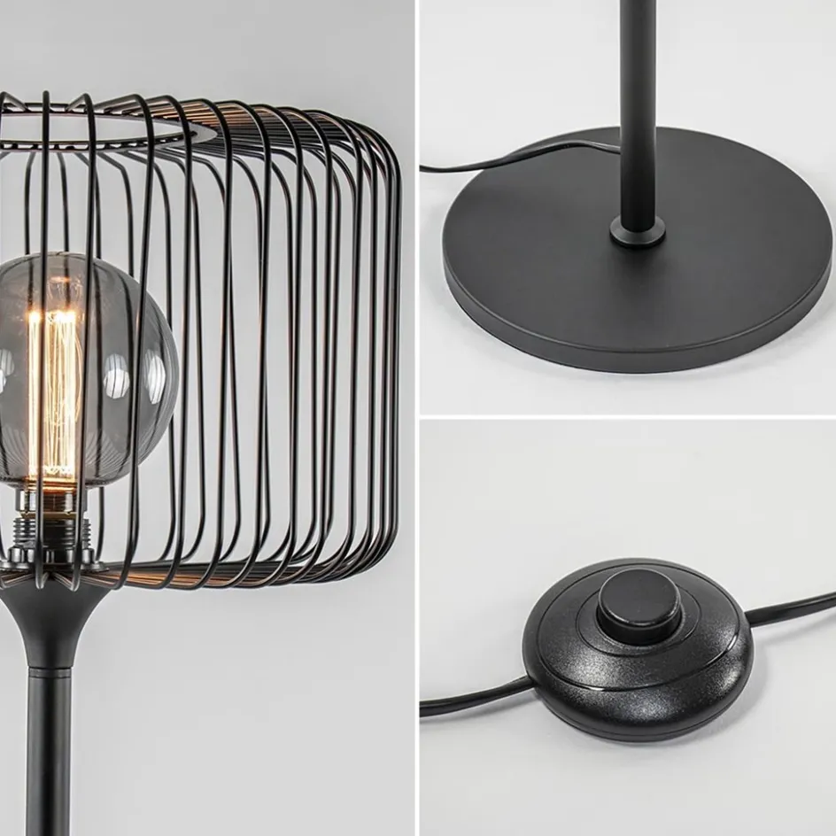 Scandinavsiche vloerlamp zwart met draadkorf>Straluma Sale