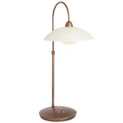 Sfeervolle tafellamp brons met creme glas klassiek>Straluma Online