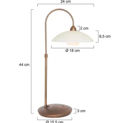 Sfeervolle tafellamp brons met creme glas klassiek><noscript><img width=