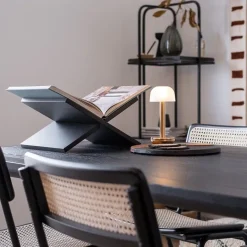 Sfeervolle tafellamp goud met frosted kapje op batterij><noscript><img width=