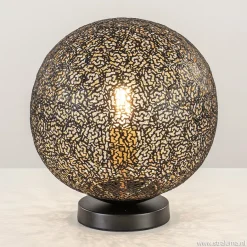 Sfeervolle tafellamp zwart/goud rond>Straluma Best