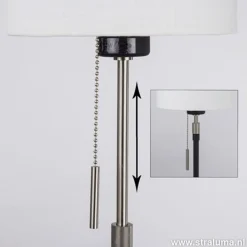 Smalle vloerlamp zwart-staal linnen kap><noscript><img width=