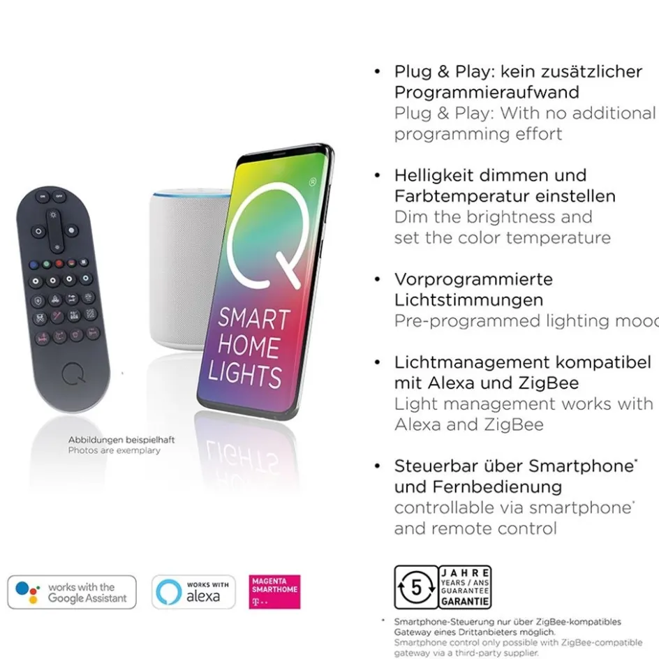 Smart hanglamp rond 3-lichts dimbaar zwart/opaal>Straluma