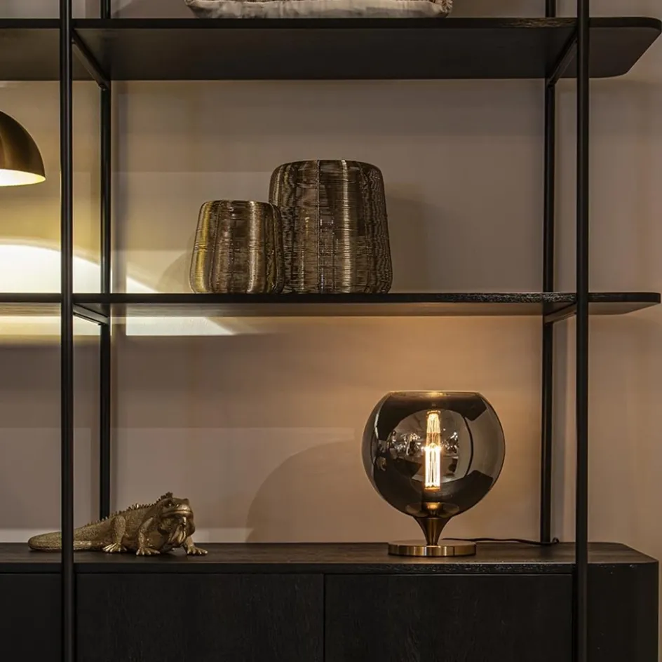 Smoke glazen tafellamp met gouden voet>Straluma New