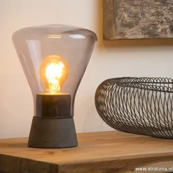 Smoke glazen tafellamp met betonnen voet><noscript><img width=