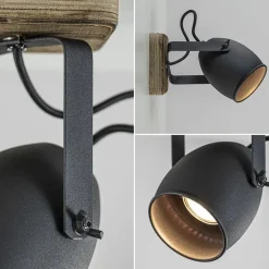 Spot 1-lichts zwart met hout><noscript><img width=