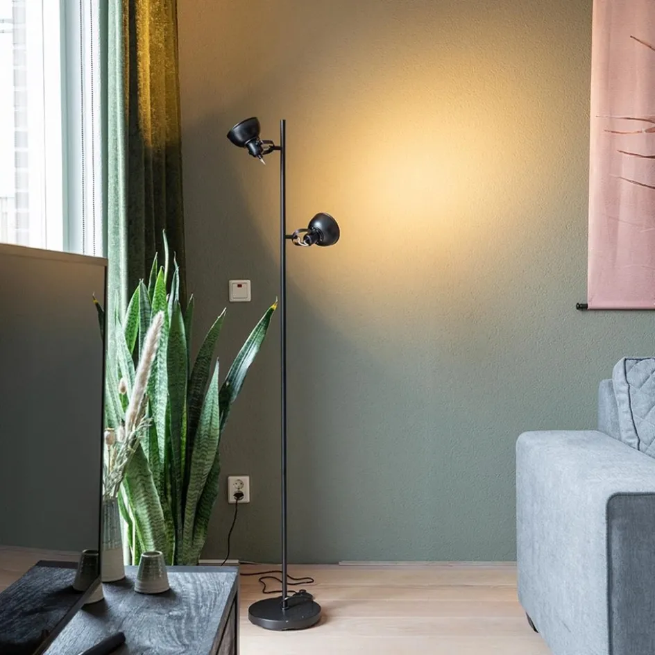 Staande 2-L spot zwart industrieel incl.gu10>Straluma Clearance