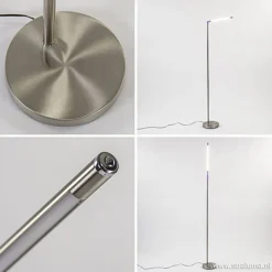 Staande leeslamp nikkel met dimmer><noscript><img width=