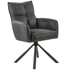 Stijlvolle eetkamerstoel draaibaar antraciet met zwart>Straluma Outlet