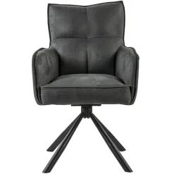Stijlvolle eetkamerstoel draaibaar antraciet met zwart>Straluma Outlet