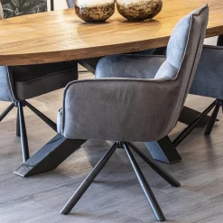 Stijlvolle eetkamerstoel draaibaar antraciet met zwart><noscript><img width=