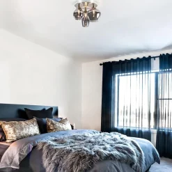 Stijlvolle plafondlamp nikkel mat met smoke glas><noscript><img width=