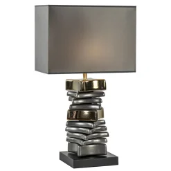 Stijlvolle tafellamp grijs/goud inclusief kap>Straluma Outlet