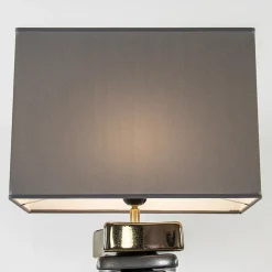 Stijlvolle tafellamp grijs/goud inclusief kap><noscript><img width=