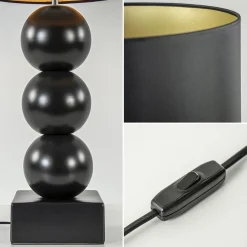 Stijvolle tafellamp keramiek zwart met kap zwart/goud><noscript><img width=