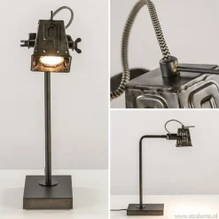Stoere industriele tafel/bureaulamp black steel><noscript><img width=