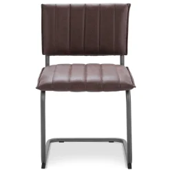 Stoffen eetkamerstoel bruin met gunmetal onderstel>Straluma