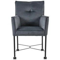 Stoffen eetkamerstoel grijs/blauw op wieltjes>Straluma