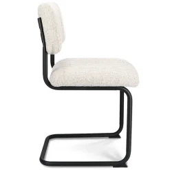 Stoffen eetkamerstoel met zwart metalen frame><noscript><img width=