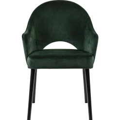 Stoffen eetkamerstoel velours groen met zwarte houten poot>Straluma
