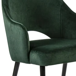 Stoffen eetkamerstoel velours groen met zwarte houten poot><noscript><img width=
