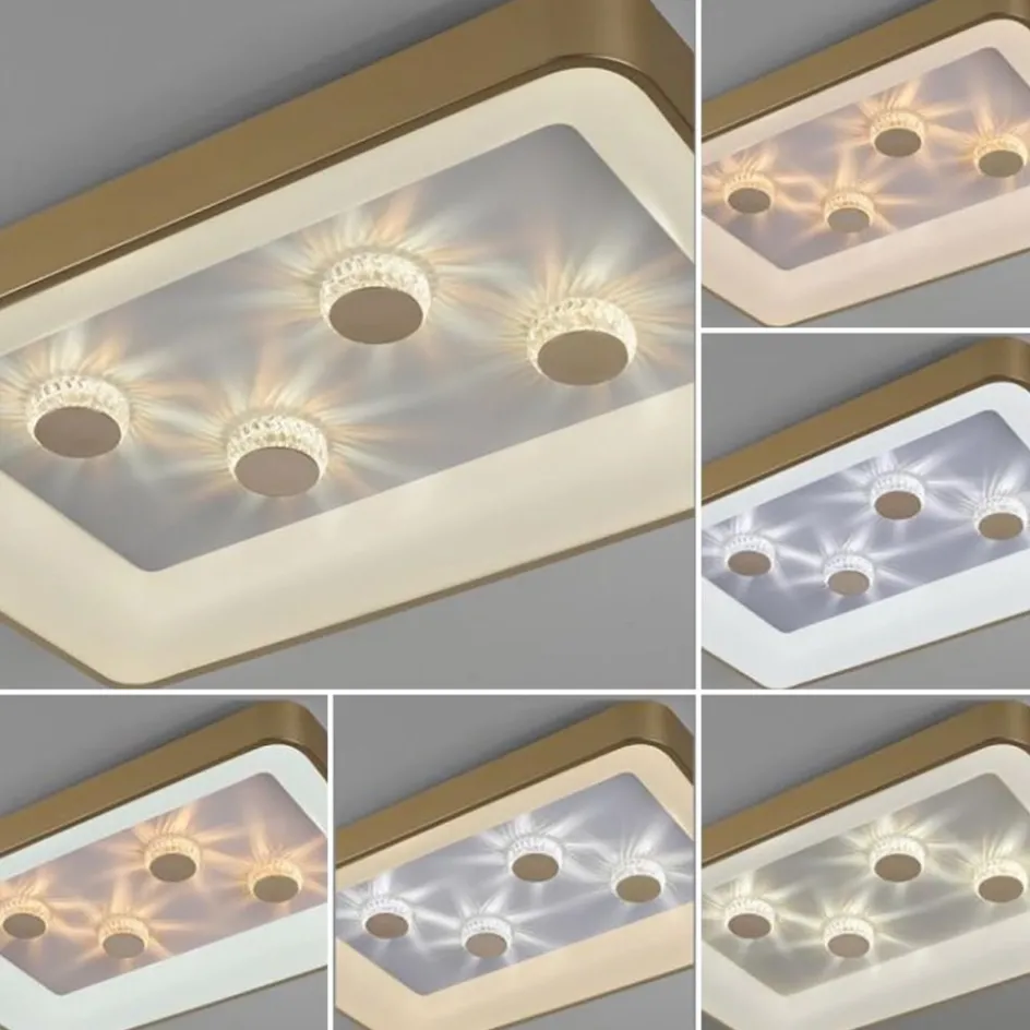 Strak klassieke LED plafondlamp goud met kristaleffect>Straluma