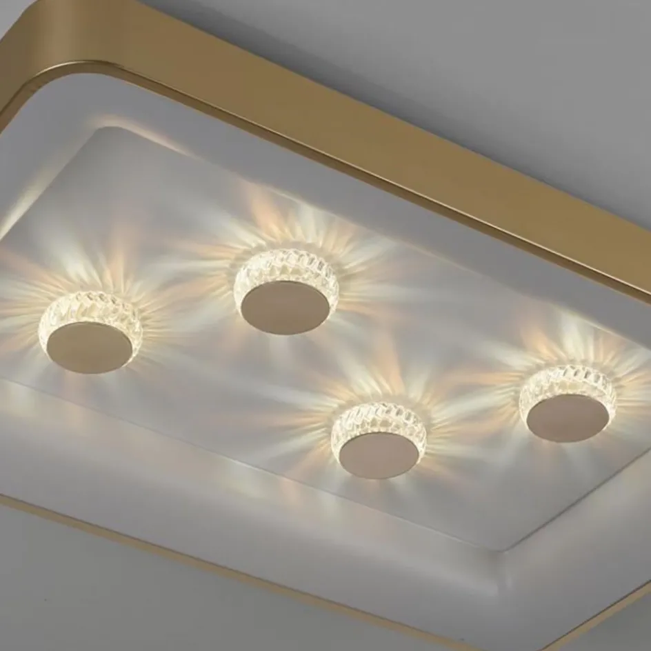 Strak klassieke LED plafondlamp goud met kristaleffect>Straluma