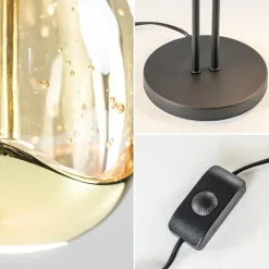 Strak klassieke LED tafellamp egg zwart met goud><noscript><img width=