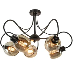 Strak klassieke 5-lichts plafondlamp met smoke glazen kappen>Straluma Discount