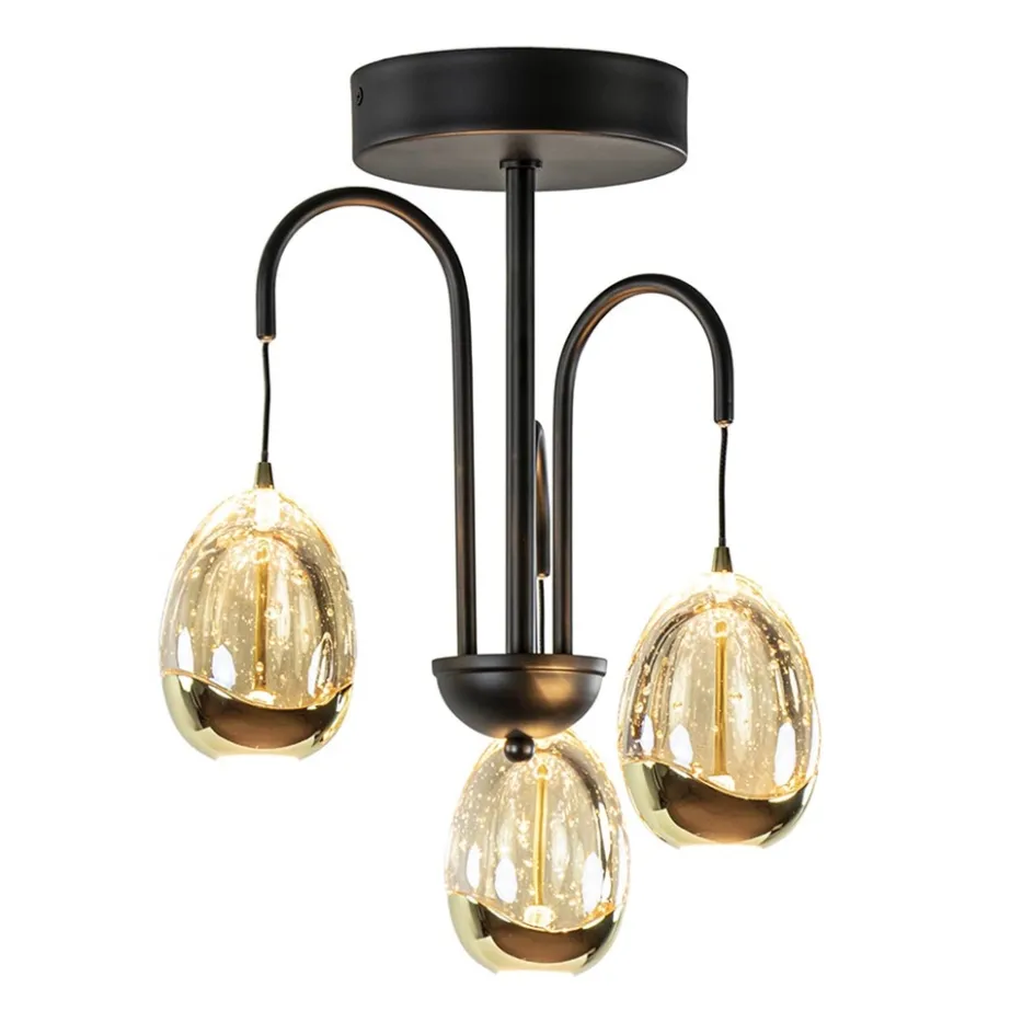 Strak klassieke plafondlamp egg goud met zwart>Straluma New