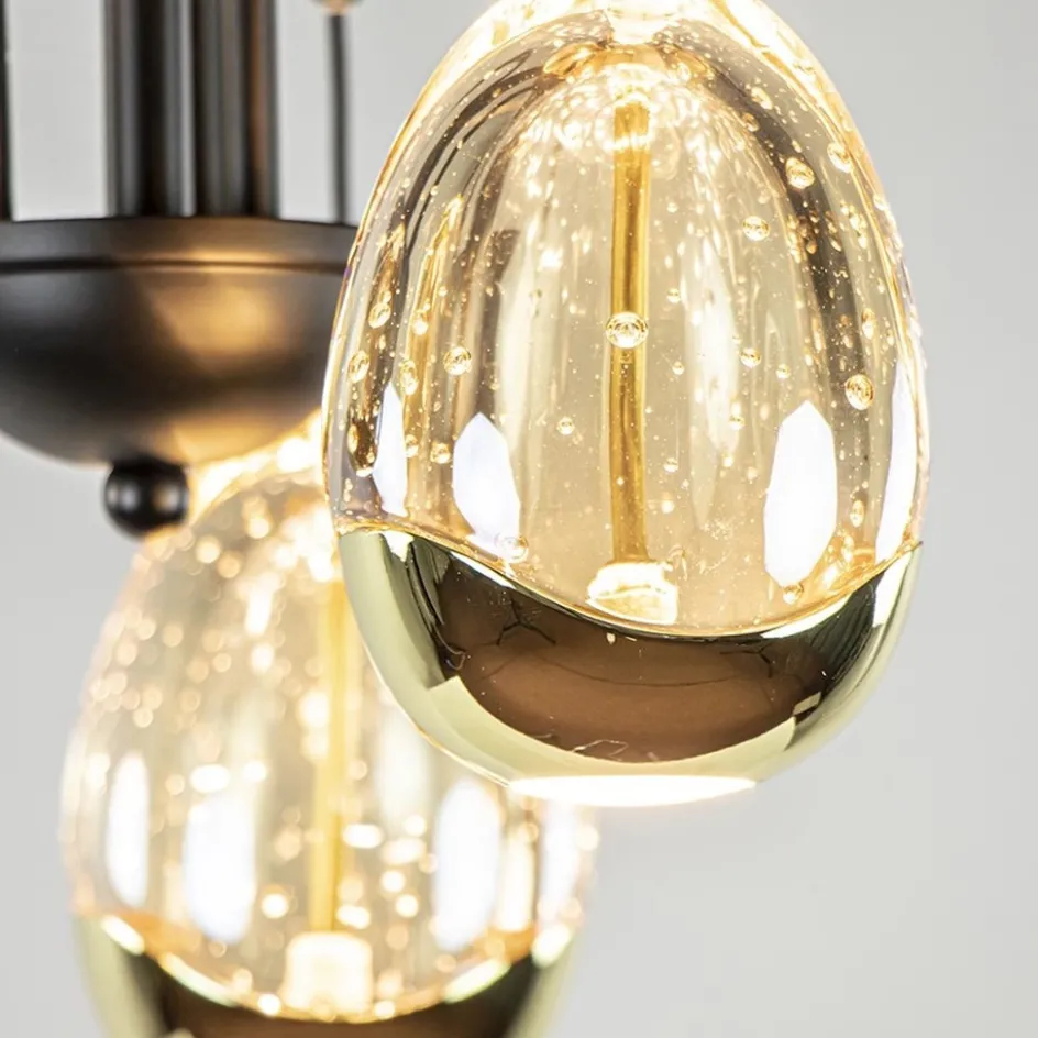 Strak klassieke plafondlamp egg goud met zwart>Straluma New