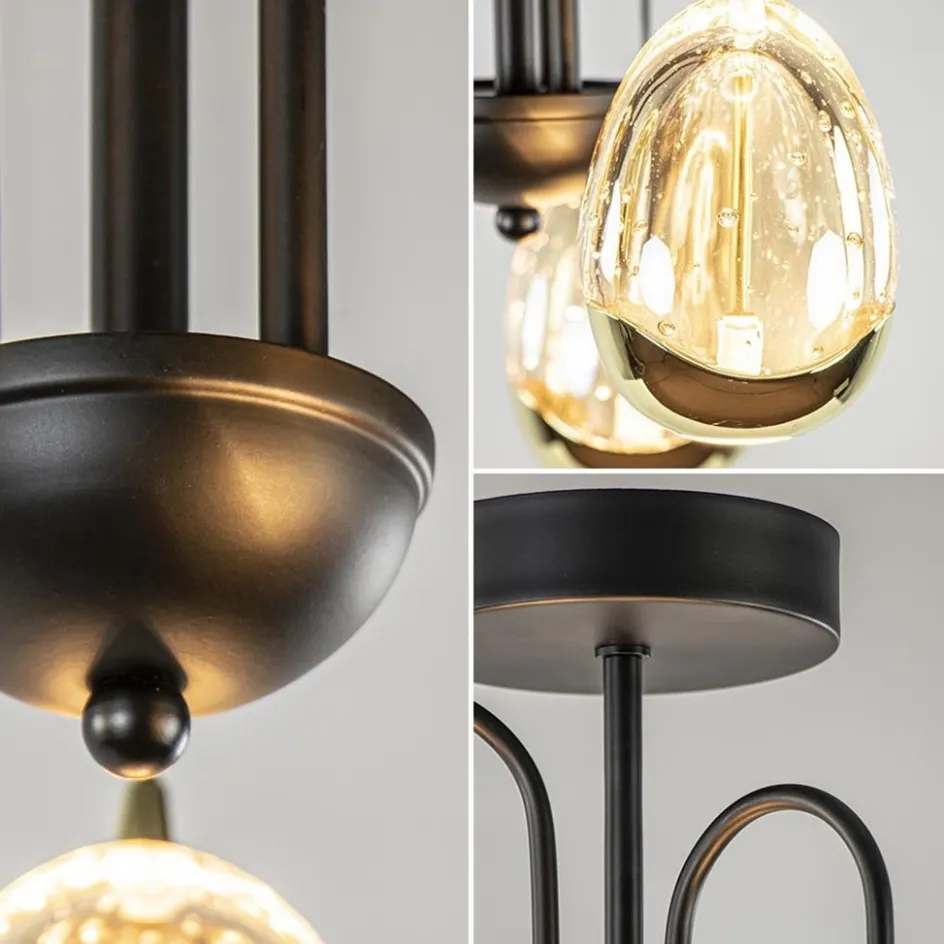 Strak klassieke plafondlamp egg goud met zwart>Straluma New