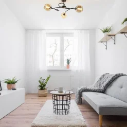 Strak klassieke plafondlamp met amber glazen bollen><noscript><img width=