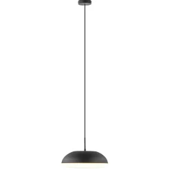 Strakke ronde hanglamp koepel mat zwart 38 cm>Straluma