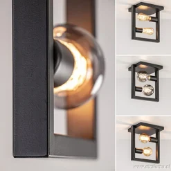 Strakke zwarte plafonnière metaal Frame><noscript><img width=