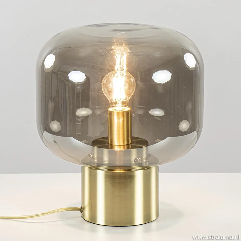 Tafellamp Arturan brons met smoke glazen kap>Straluma