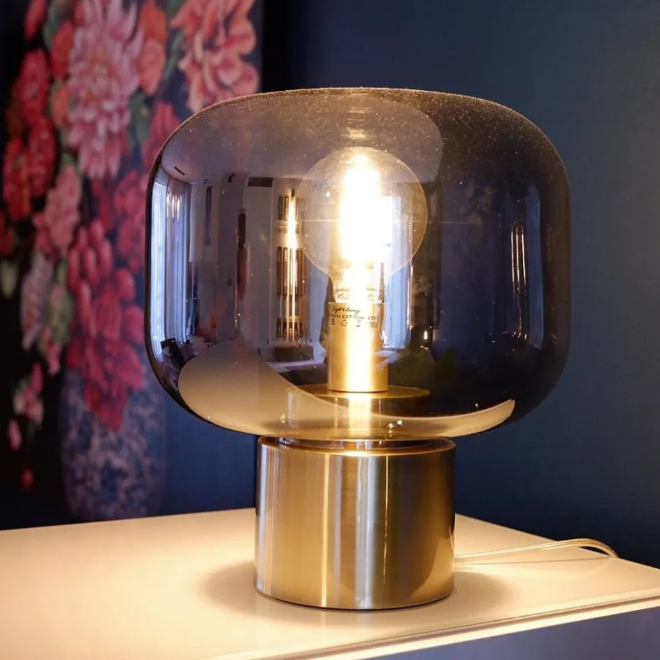 Tafellamp Arturan brons met smoke glazen kap>Straluma