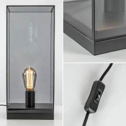 Tafellamp Askjer mat zwart met smoke glas><noscript><img width=