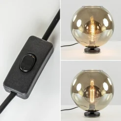 Tafellamp Bella zwart + smoke glas 30cm><noscript><img width=