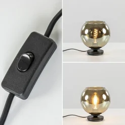 Tafellamp Bella zwart + smoke glas 20cm><noscript><img width=