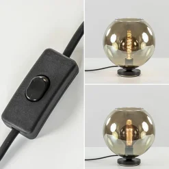 Tafellamp Bella zwart + smoke glas 25cm><noscript><img width=