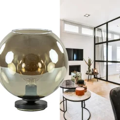 Tafellamp Bella zwart + smoke glas 25cm><noscript><img width=