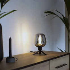 Tafellamp driepoot kegel smoke glas><noscript><img width=